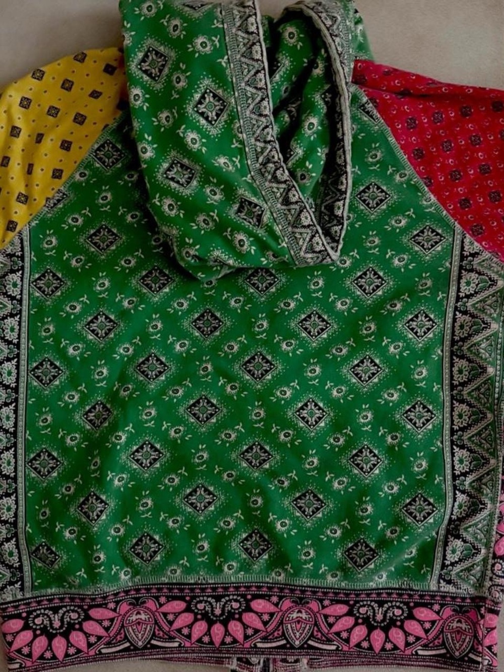 Vintage Lucky Brand patchwork bandana zip up hoodie - Picture 2 of 3
